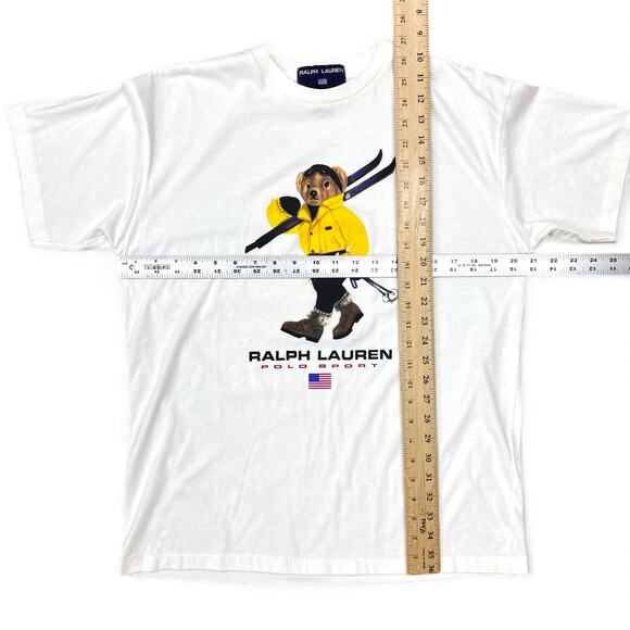 Vintage Ralph Lauren Polo Sport Ski Bear Tee T Shirt Single Stitch USA Made Prep - Picture 5 of 7